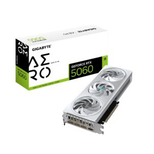 GeForce RTX 5060 AERO OC 8G Graphics Card, 8GB 128-bit GDDR7, PCIe 5.0, WINDFORCE Cooling System, Made by NVIDIA, DisplayPort & HDMI - Video Output Interface, GV-N5060AERO OC-8GD Video Card