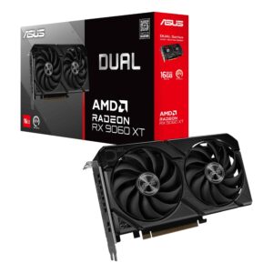 Dual Radeon RX 9060 XT 16GB GDDR6 Graphics Card, AMD, for Desktop (PCIe 5.0, HDMI 2.1b, DisplayPort 2.1a, 2.5-Slot, Axial-tech Fan, 0dB Technology, and More)
